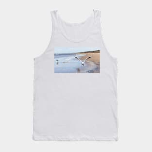 White seagull flying above the seacoast Tank Top